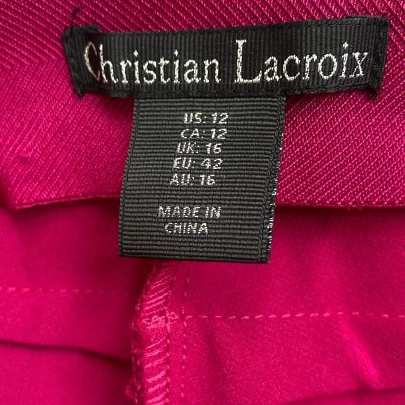 Christian Lacroix NWT Wide Leg Trousers Haute Couture Luxury Fuschia Barbie 12 - Picture 6 of 7